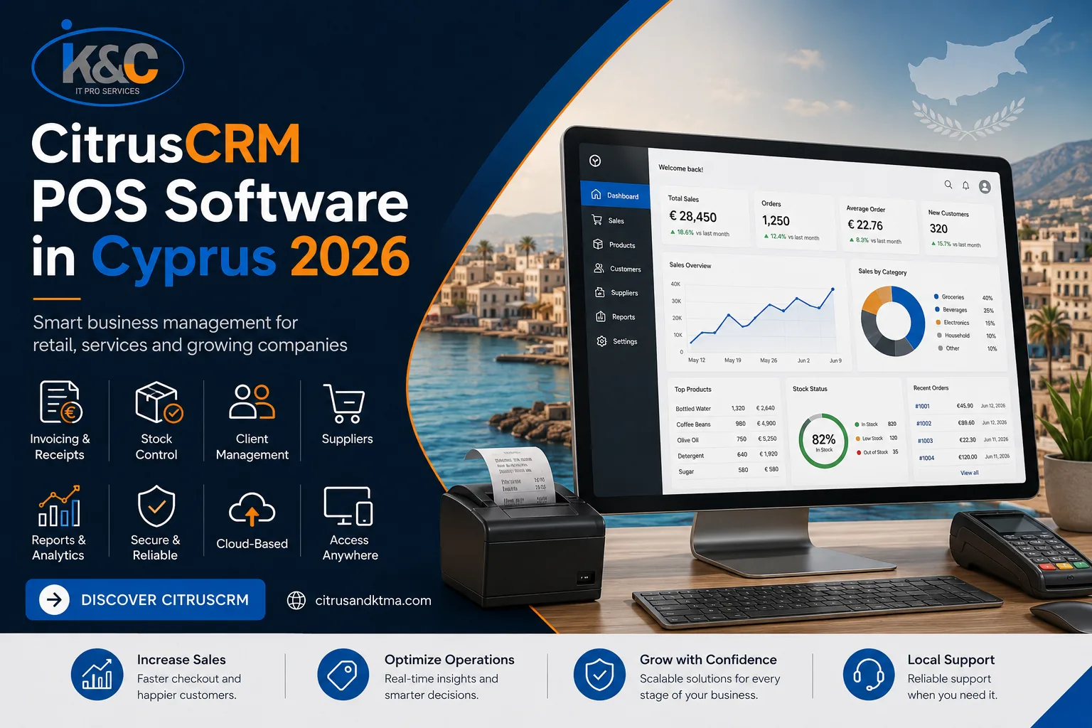 CitrusCRM POS software in Cyprus for business management, invoicing and stock control